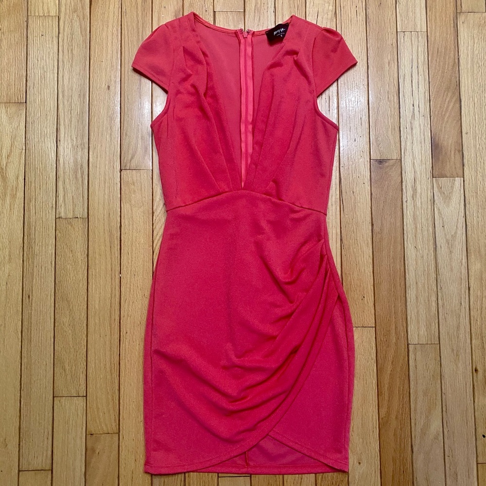 Nasty Gal pink mini dress with deep v